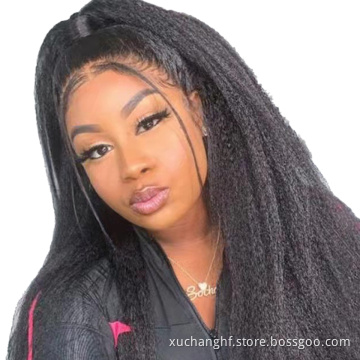 150% 180% Density Kinky Straight Human Hair Wigs Lace Front Wigs Kinky Straight 13x6 Lace Frontal Human Hair Wigs